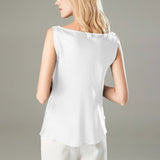 White Cowl Neck Silk Tank Top Sleeveless Silk Shirt For Women - slipintosoft