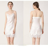White Silk Lace Chemise Nightgown - slipintosoft