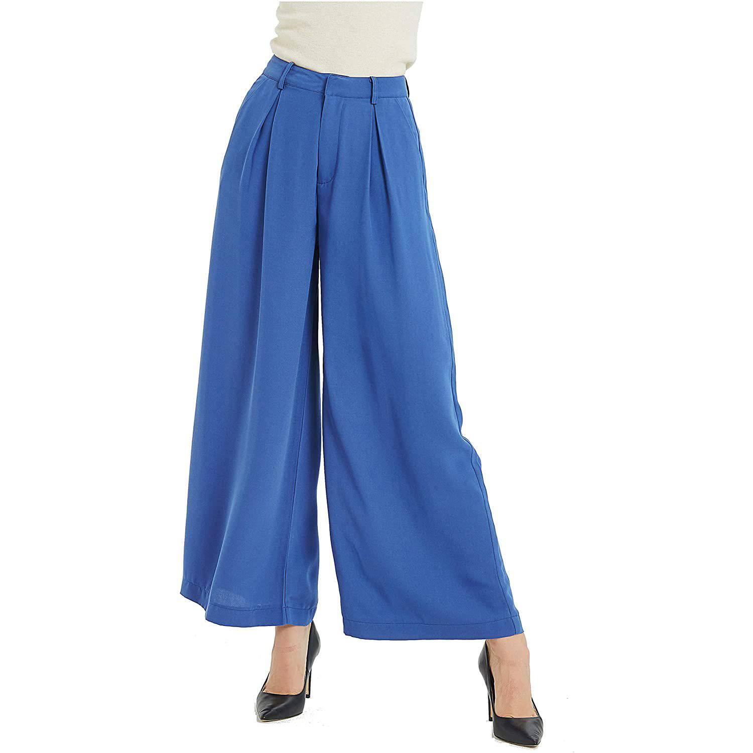 Womens High Waist Wide Leg Long Palazzo Pants Trousers Lounge Pants Plus  Size | eBay
