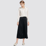 Women Mulberry Silk cropped pants Long Wide-leg Silk trousers - slipintosoft