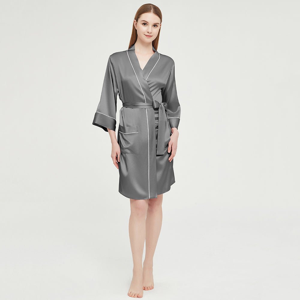 Amazon.co.jp: Satin silk dressing gown with women robe, sexy lace short  kimono robe, slanted v neck bathrobe, women's nightgown, sexy nightgown for  bridesmaids wedding party : Clothing, Shoes & Jewelry