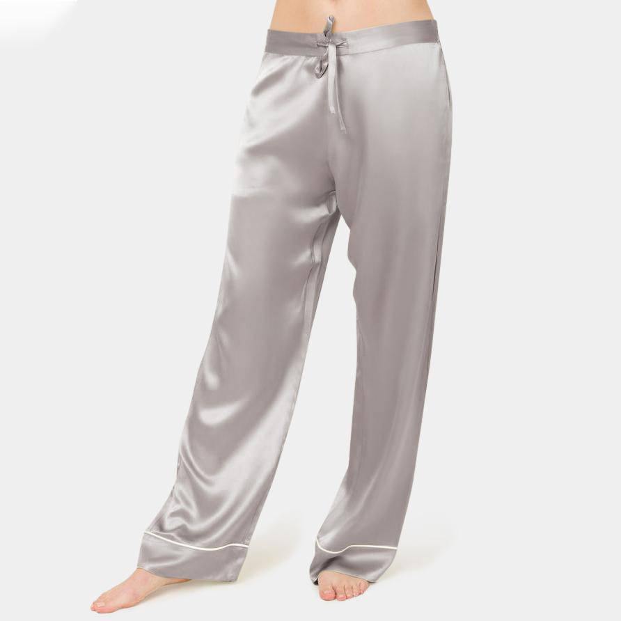 Womens Wide Leg Silk Pajama Pants Silk Loose Elastic Waist Stretch cuf