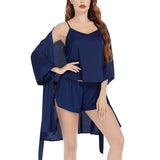Women Silk Robe Set 3pcs Silk Camisole Sets And Bathrobe - slipintosoft