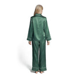 Women's 100% Silk Pajama Set Luxury Sleepwear Pjs Two-piece Long Sleeve & Pant Silk Sleepwear - slipintosoft