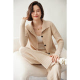 Women's Button-down Cashmere Cardigans Rib-Knit Solid Cashmere Coat - slipintosoft