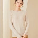 Women's Crew Neck Solid Cashmere Sweaters Long Sleeves Tops - slipintosoft