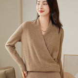 Women's Crossed Bust Cashmere Sweater Cashmere Wraps Tops - slipintosoft