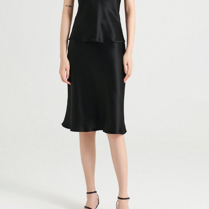 Womens Elegant Silk Skirt Knee Length Straight MIDI Pure Silk Skirt - slipintosoft