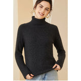 Women's Funnel- Neck Cashmere Sweater Long Sleeve Pullover Cashmere Sweater - slipintosoft