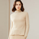 Women's Half Turtleneck Cashmere Sweater Slim Fit Solid Cashmere Pullover - slipintosoft