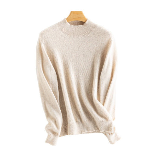 Women's Half Turtleneck Pure Cashmere Sweater Jacquard Cashmere Knitted Pullover - slipintosoft
