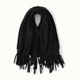 Women's Knitted Cashmere Shawl Solid Cashmere Scarf with Tassels - slipintosoft