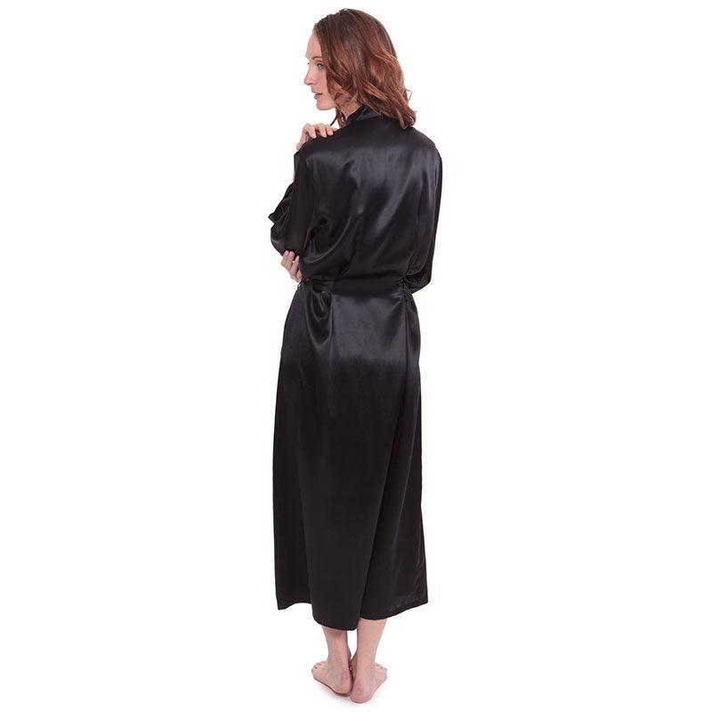 Women's Long Silk Bathrobe Mulberry Silk Solid Color Lavender Robe - slipintosoft