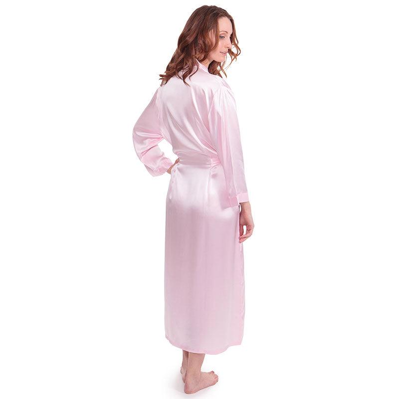 Women's Long Silk Bathrobe Mulberry Silk Solid Color Lavender Robe - slipintosoft