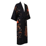 Women's Long Silk Kimono Robe with Belt Cute Deer Prints Silk Bath Robe All Sizes 4 Colors - slipintosoft