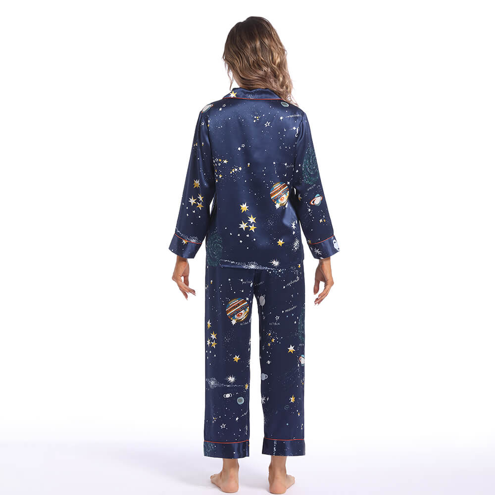 Best Silk Pajama Set For Women Long Flower Print Mulberry Silk Pyjamas  Luxury Silk Sleepwear