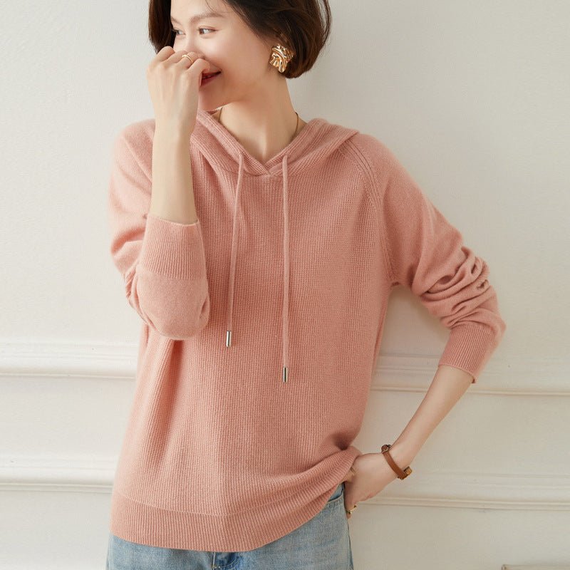 Women's Long Sleeves Cashmere Sweater Cashmere Hoodie Top - slipintosoft