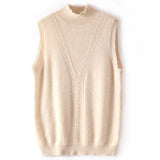 Women's Mock Neck Sweater Sleeveless Cashmere Sweater - slipintosoft