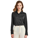 Women's Silk Blouse Long Sleeve Lady Silk Shirt Casual Office Work Blouse Silk Shirt Tops