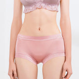 Women's silk underwear breathable and comfortable lace mulberry silk mid-waist boxer briefs - slipintosoft