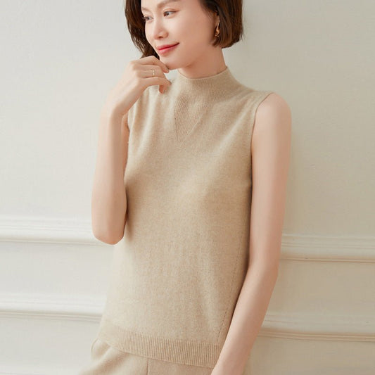 Women's Sleeveless Cashmere Vest Solid Basic Cashmere Sweaters - slipintosoft