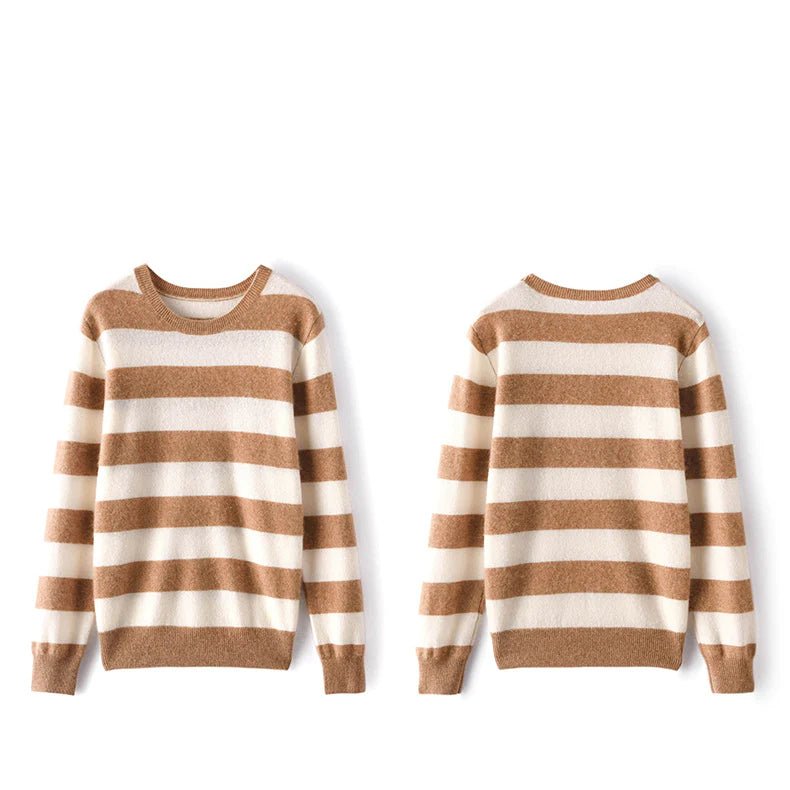 Women's Stripe Cashmere Sweater Long Sleeve Pullover Cashmere Sweater - slipintosoft