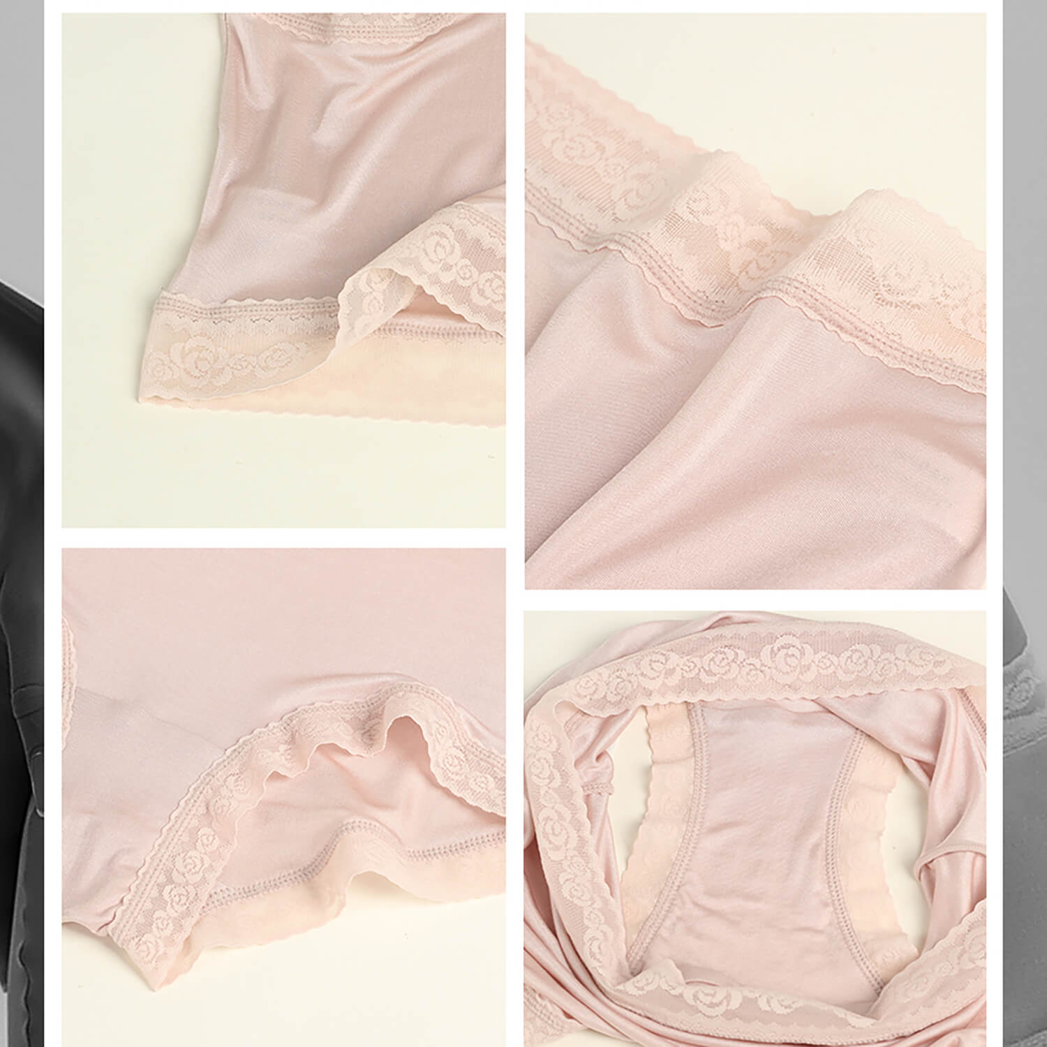 Women's summer thin silk underwear double-sided mulberry silk breathable mid-waist lace boxer briefs - slipintosoft