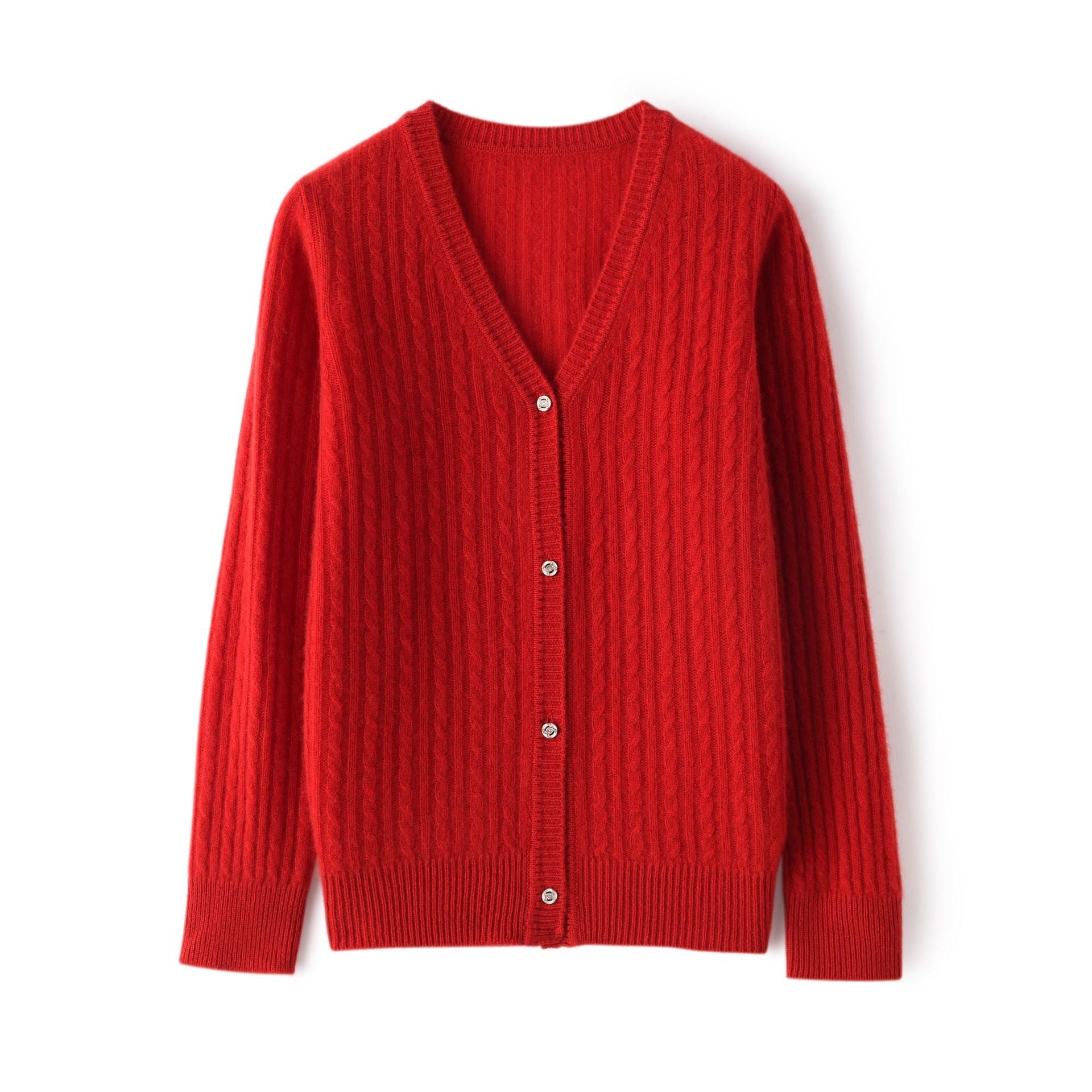 Women's V Necked Cashmere Cardigans Long Sleeves Basic Cashmere Sweater - slipintosoft