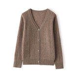 Women's V Necked Cashmere Cardigans Long Sleeves Basic Cashmere Sweater - slipintosoft
