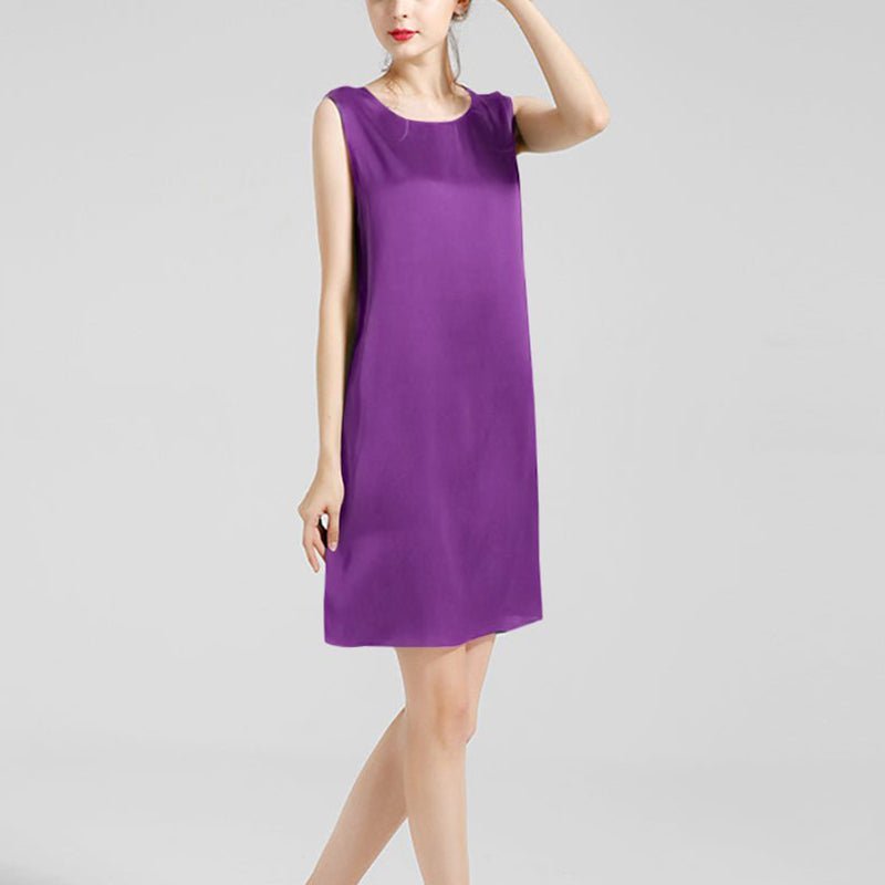 Women's Violet Silk Sleep Tank Dress - slipintosoft