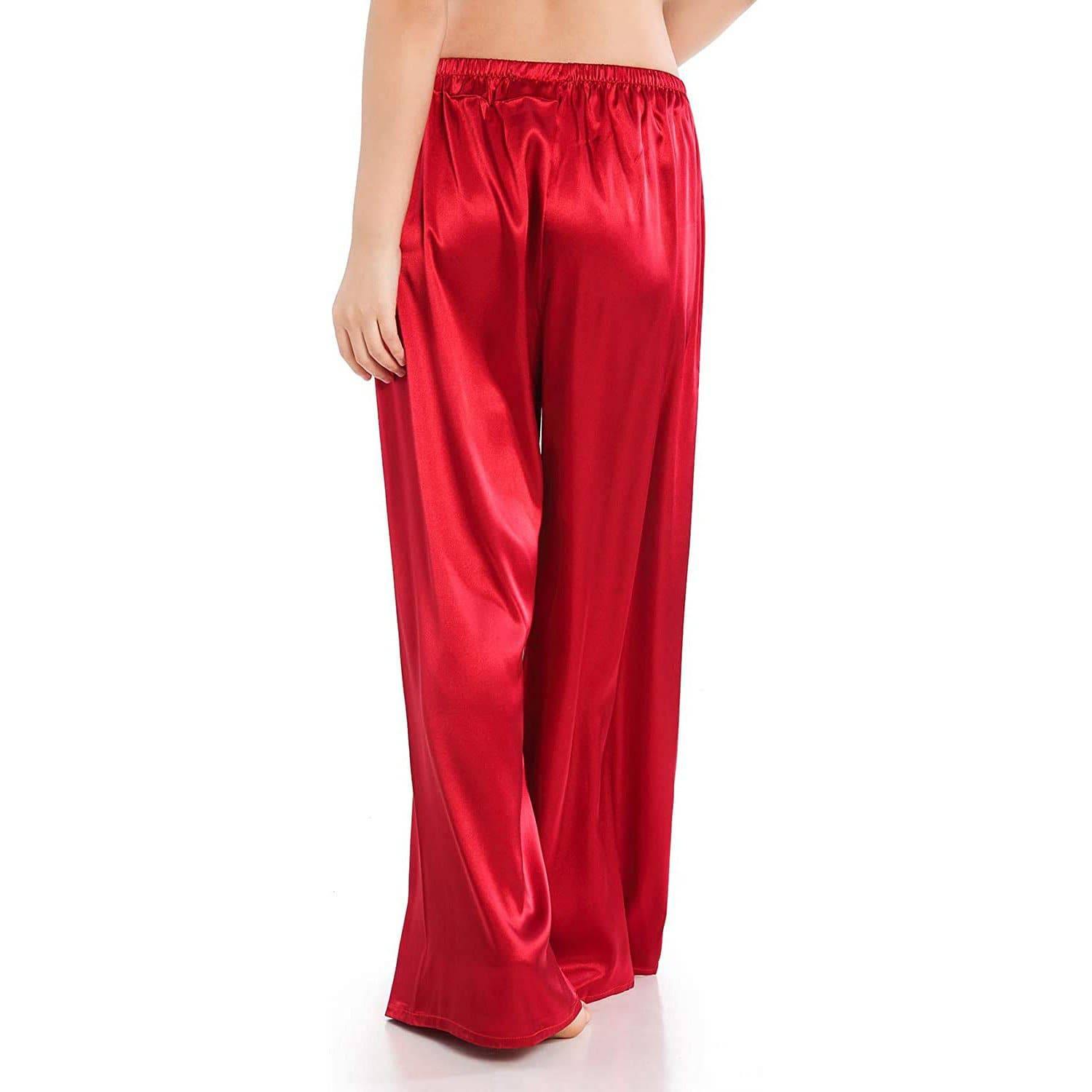 Womens Wide Leg Silk Pajama Pants Silk Casual Loose Elastic Waist Lounge  Pants Pj Bottoms
