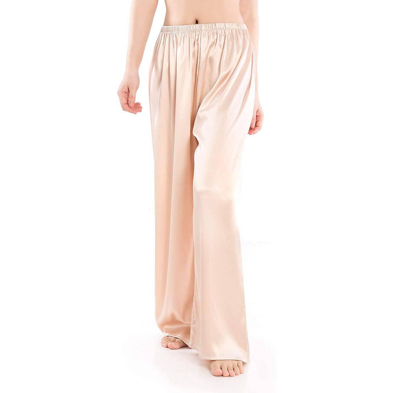 Womens Wide Leg Pajama Pants Satin Silky Loose Long Lounge Pants Pj Bottoms  | eBay