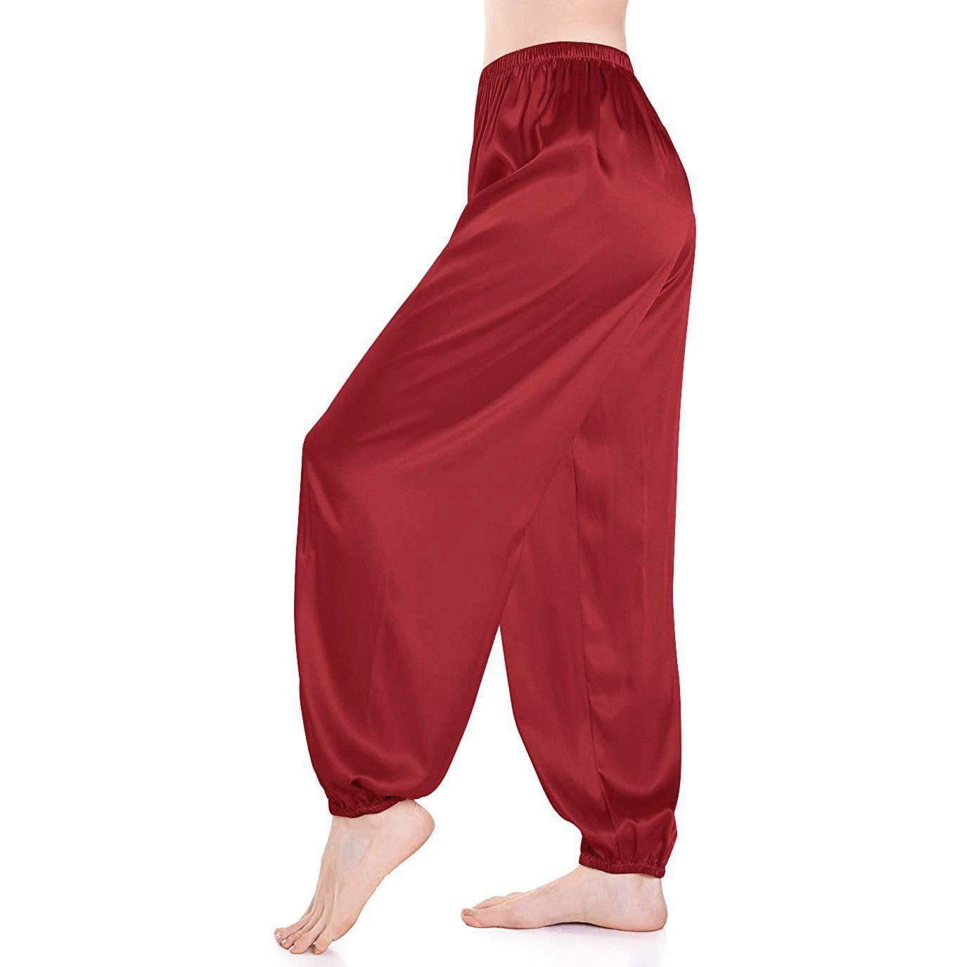 Generic Solid Elastic Waist Slip On Comfy Pants Unisex -Appel