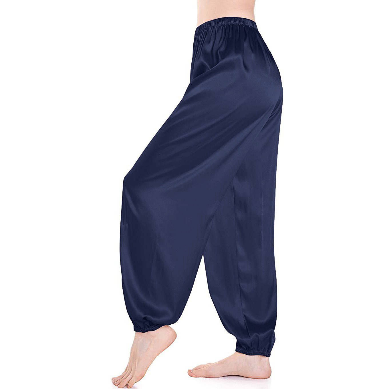 Women Silk Cropped Pants Mulberry Silk trousers Elasticized Waistband