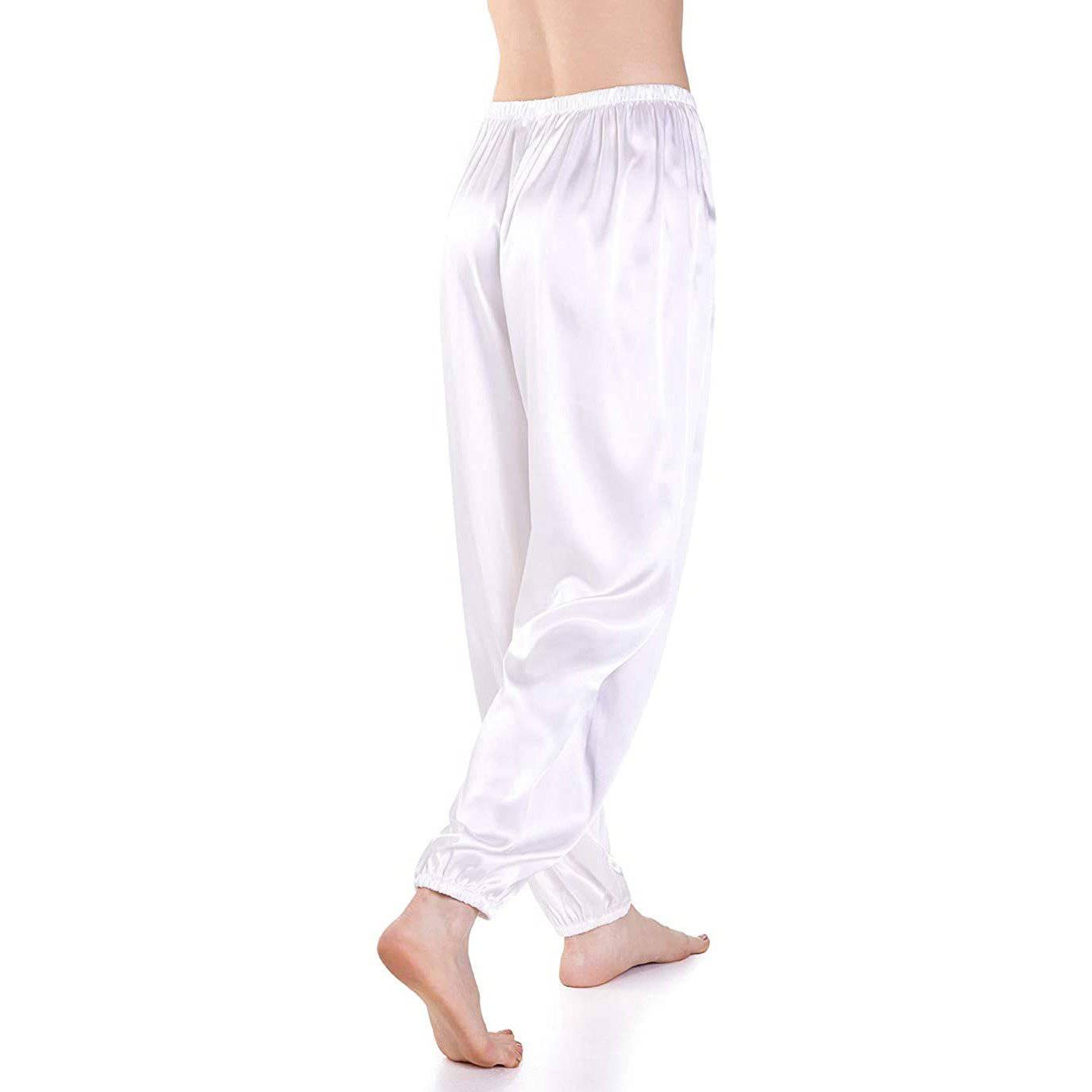 SWOMOG Women's Silk Satin Pajama Bottoms Wide Leg Pants Loose
